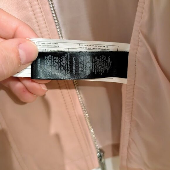 Express Pink Vegan Leather Moto Cafe Racer Quilted Jacket M NWOT - Picture 15 of 15